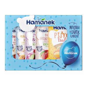 Hamánek Multipack 4 x 100 g ovocné příkrmy + 120 g piškoty + dárek