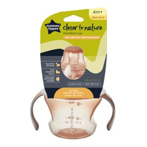 Tommee Tippee Transition Cup netekoucí hrneček se savičkou a měkkým silikonovým brčkem, 150 ml, červená