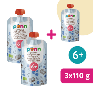2+1 ZDARMA: SALVEST Põnn BIO Ovesná kaše se švestkou, černým rybízem a kokosem (110 g)