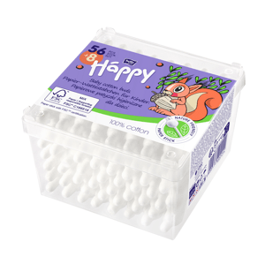 Bella Baby Happy vatové tyčinky na papírové tyčce v plastovém obalu 56 + 8 ks