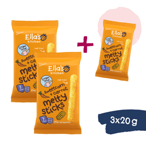 2+1 ZDARMA: Ella's Kitchen BIO křupavé tyčky s kukuřicí a mrkví  (16 g)