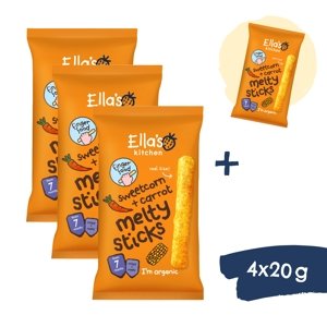 3+1 ZDARMA: Ella's Kitchen BIO křupavé tyčky s kukuřicí a mrkví  (4x16 g)