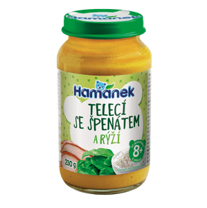 Hamánek Telecí se špenátem a rýží 8m+ (230 g)