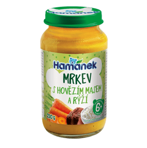 Hamánek Mrkev s hovězím masem a rýží 6m+ (230 g)