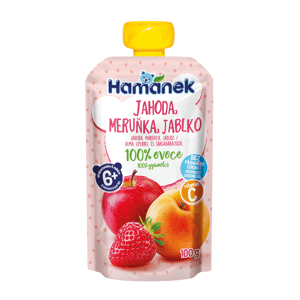 Hamánek Jahoda, meruňka a jablko 100% ovoce 6m+ (100 g)