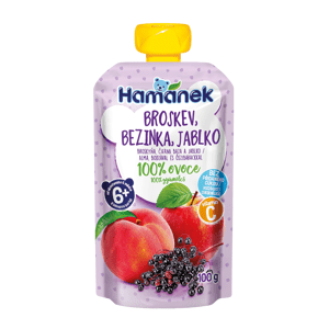 Hamánek Broskev, bezinka a jablko 100% ovoce 6m+ (100 g)
