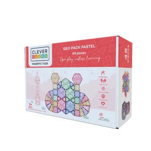 mamido Cleverclixx Pastel Magnetická stavebnice Geo Pack 45 ks