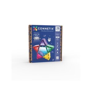 mamido Connetix Tiles - Magnetická stavebnice se světelným LED dílkem 28ks