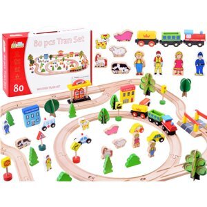 mamido Velká dřevěná vláčkodráha 80 dílů