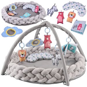 mamido Vzdělávací podložka s obloukem a hračkami + pletený cop OTULACZ