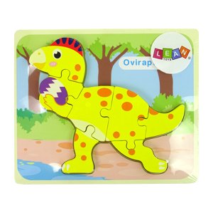 mamido Dřevěné puzzle pro nejmenší dinosaurus oviraptor žluté
