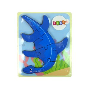 mamido Dřevěné puzzle pro nejmenší dinosaurus pliosauridae modré