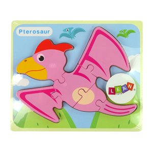 mamido Dřevěné puzzle pro nejmenší dinosaurus pterodactylus růžové