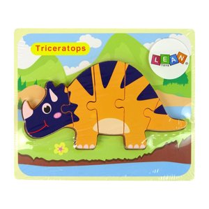 mamido Dřevěné puzzle pro nejmenší dinosaurus triceratops oranžové