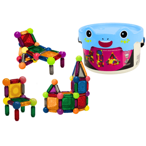 mamido Magnetické kostky s osvětlením v kbelíku 80 kusů