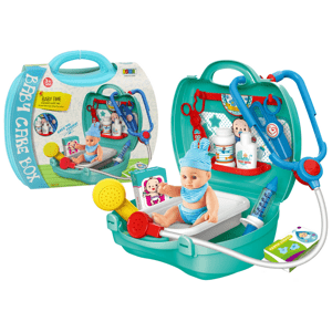 mamido Dětská doktorska sada s panenkou a příslušenstvím v zeleném kufříku