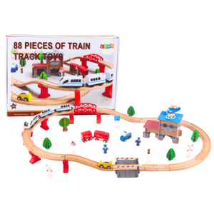 mamido Dřevěná vláčkodráha s příslušenstvím 88 dílů