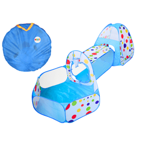 mamido Dětský stan s tunelem a suchým bazénkem 3v1 modrý