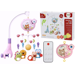 mamido Kolotoč nad dětskou postýlku na dálkové ovládání s projektorem a zvuky růžový