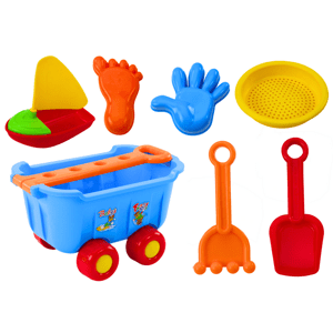 mamido Sada hraček na písek ve vozíku modrý