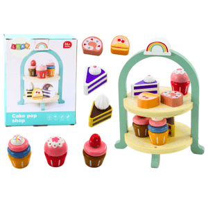 mamido Dřevěný dezertní set s dortíky