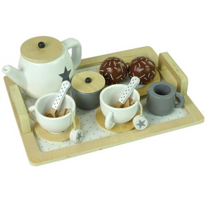 mamido Dětský dřevěný čajový set se zákusky