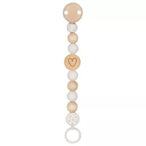 Goki Goki Šňůrka na dudlík - korálky se srdcem, přírodní