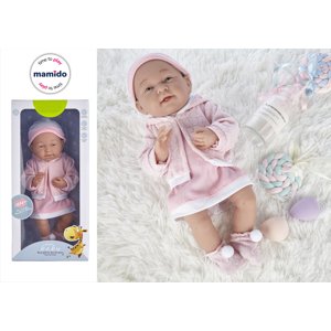 Mamido Mamido Panenka v růžových šatech s čepičkou 35 cm MT1102