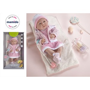 Mamido Mamido Panenka miminko v růžovém svetru s dudlíkem 35 cm