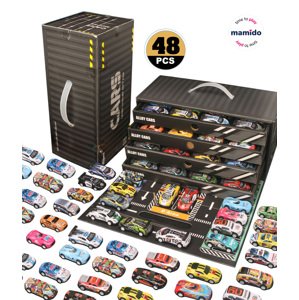 Mamido Mamido Sada kovových autíček v kontejneru Garáž v boxu a parkoviště 48 ks MT1193
