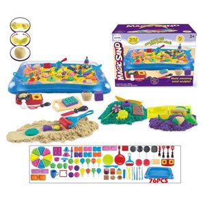 Mamido Mamido XXL Sada kinetického písku 3000 g s kuchyňskými formičkami 76 ks a podložkou