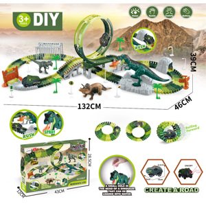 Mamido Mamido Závodní dráha Dinosauří svět 168 dílků, 360°, LED autíčko