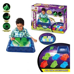 Mamido Mamido Sada svítícího kinetického písku 500 g s formičkami a podložkou