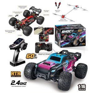 Mamido Mamido Auto na dálkové ovládání 60 km/h RC Monster Truck 1:16 4WD Brushless 2.4GHz modré