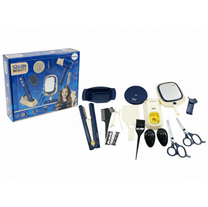 Mamido Mamido Dětský kadeřnický set s žehličkou a zrcátkem modrý 17 ks