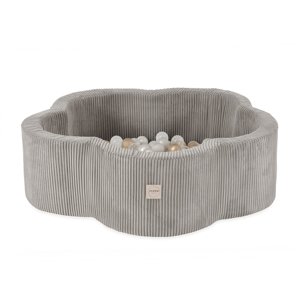 PLUSH NEST PLUSH NEST Suchý bazén Květinová zóna 95 × 30 cm – Prémiový béžový manšestr s 200 míčky