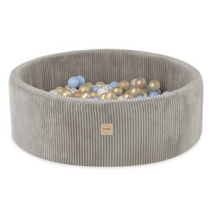 PLUSH NEST PLUSH NEST Suchý bazén kulatý z prémiového manšestru béžový Ø 90 × 30 cm s 200 míčky