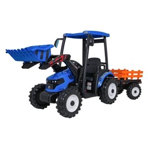 mamido Dětský elektrický traktor MEGA D68 24V s přívěsem modrý