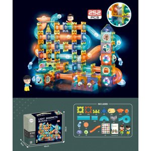 Mamido Mamido Magnetická svítící stavebnice kuličková dráha 252 dílů XXL