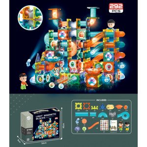 Mamido Mamido Magnetická svítící stavebnice kuličková dráha 292 dílů XXL