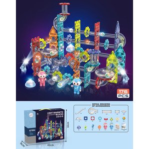 Mamido Mamido Magnetická svítící stavebnice kuličková dráha 176 dílů XL