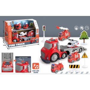 Mamido Mamido Hasičské auto s vlečkou pro nejmenší se světly a zvuky Fire Truck Transport