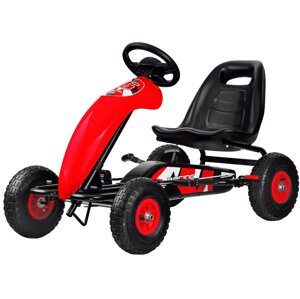 mamido Dětská šlapací motokára Racing s nafukovacími koly červená ROZBALENO