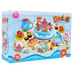 mamido Narozeninový set s dortem 80 prvků modrá ROZBALENO