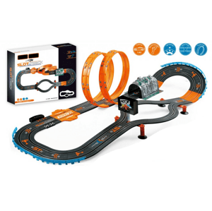 mamido Autodráha Slot Track 1:43 pro dva 516 cm oranžová Tunel - Rozbaleno