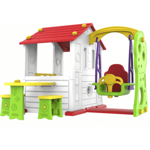 mamido Dětský zahradní domeček 3v1 s červenou střechou - bez původního obalu - rozbaleno