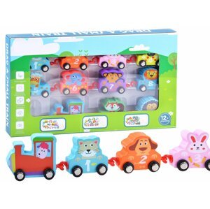 mamido Dřevěný vláček s vagóny