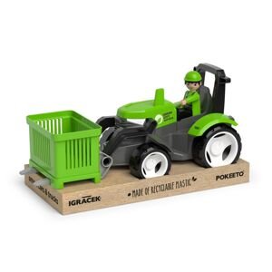 Efko ECO MultiGO Zelený traktor s vidlemi, paleta, koš, Igráček