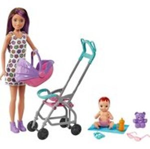 Mattel Barbie Chůva herní set Kočárek GXT34