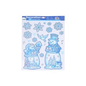 Dekorace okenní 41x29 cm Sněhuláci VÁNOCE